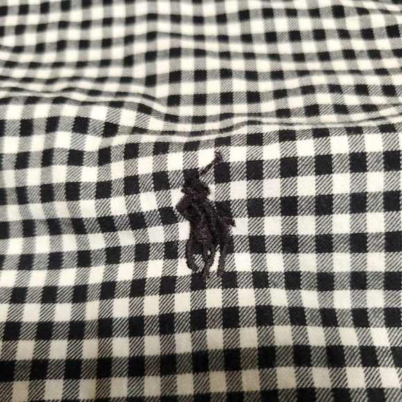 Polo Ralph Lauren Mens Large Long Sleeve Black White Gingham Check - Picture 4 of 7
